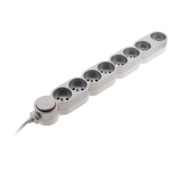 Bloc Home Zenitech 8 prises 16A 2P+T avec interrupteur argent