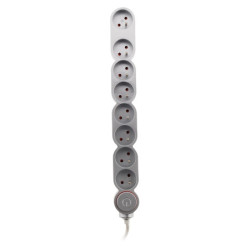 Bloc Home Zenitech 8 prises 16A 2P+T avec interrupteur argent