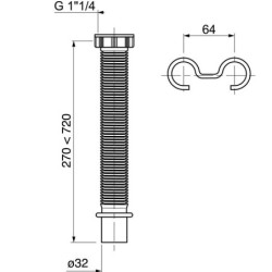 Raccord extensible 1"1/2 – Ø40 mm ABS, de 270 à 720 mm