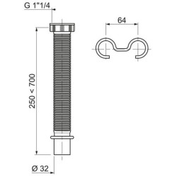 Raccord extensible Wirquin 1"1/4 – Ø32 mm ABS, 250 à 700 mm