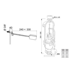 Mécanisme WC double chasse MVB + robinet flotteur F12 – NF