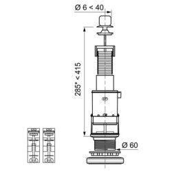Mécanisme WC MX à tirette chromée – NF, réservoir 285–415 mm