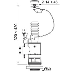 Mécanisme WC MW2 à câble – Double chasse 3/6 L, NF