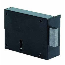 Serrure en applique JPM – Pêne dormant, droite, 95 mm, noir