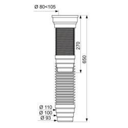 Pipe WC extensible Wirquin – Armature métallique 270–650 mm Ø93/110