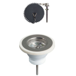 Bonde à bouchon Wirquin Ø60 mm – Évier 1 bac, sans trop‑plein