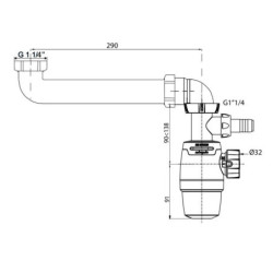 Siphon NEO AIR Wirquin – Ø32 mm, réglable 250–295 mm, avec prise ML