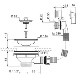 Bonde à panier Ø90 mm Wirquin – Évier 1 bac, commande manuelle