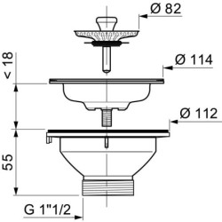 Bonde à panier Ø90 mm Wirquin – Évier 1 bac, sans trop‑plein
