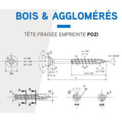Vis Rocket inox A2 tête fraisée Ø5 x 60/35 mm PZ2