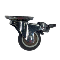 Roulette pivotante Caujolle à frein d'ameublement caoutchouc souple 37mm 20kg