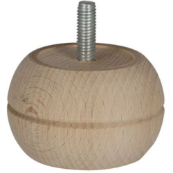 Pied de meuble boule hêtre brut Ø65 H40 mm Cime