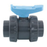 Vanne double union PVC pression poignée bleue Fitt femelle/femelle à coller