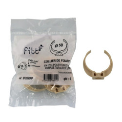 Colliers de fixation tuyau PVC Fitt Ø50 sable sachet de 6
