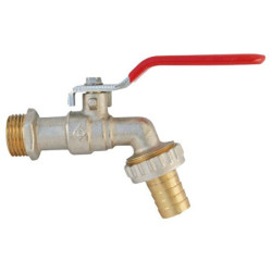 Robinet d’arrosage Somatherm sphère nickelé M20/27-M26/34 poignée rouge