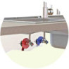 Kit fixation robinetterie lavabo ou sous-évier à compression PER sur plaque de plâtre Ø10-12 M12/17