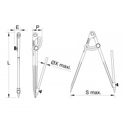 Compas porte-crayons Mob 250mm – Traçage précis pro