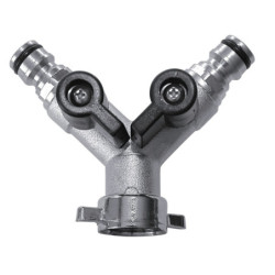Nez de robinet 2 voies DIPRA - F20/27 avec double vanne et sorties rapides