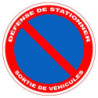 Panneau adhésif pvc Viso défense de stationner / sortie de véhicules diam 180mm