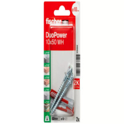 Cheville DuoPower WH Fischer avec crochet droit – fixation tous matériaux
