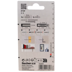 Cheville turbo pour béton cellulaire FTP K 4 K Fischer blister x4