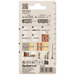 Chevilles à expansion avec vis SX Plus Fischer Ø10mm 50mm x5