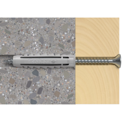 Cheville nylon avec collerette SX Fischer Ø6 x 30mm Blister x30
