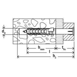 Cheville rallongée fischer SXR-Z Fischer Ø8 x 80mm avec vis à tête fraisée (PZ3)