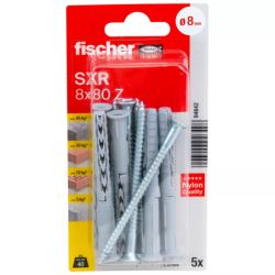 Cheville rallongée fischer SXR-Z Fischer Ø8 x 80mm avec vis à tête fraisée (PZ3)