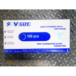 Gants vinyle bleus non poudrés PBV – Boîte de 100 pour soins et hygiène