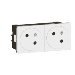 Double prise précâblée Legrand Mosaic 45° - Blanc - 4 modules