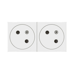 Double prise précâblée Legrand Mosaic 45° - Blanc - 4 modules