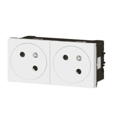Double prise précâblée Legrand Mosaic 45° - Blanc - 4 modules