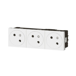 Triple prise précâblée Legrand Mosaic 45° - Blanc - 6 modules