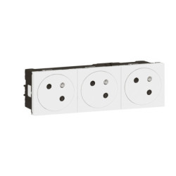 Triple prise précâblée Legrand Mosaic 45° - Blanc - 6 modules