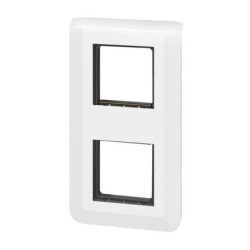Plaque Legrand Mosaic 2 x 2 modules verticaux - Blanc avec support intégré