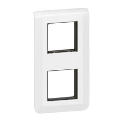 Plaque Legrand Mosaic 2 x 2 modules verticaux - Blanc avec support intégré