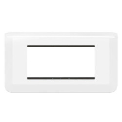 Plaque Legrand Mosaic 4 modules horizontaux - Blanc avec support intégré