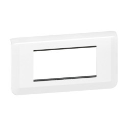 Plaque Legrand Mosaic 4 modules horizontaux - Blanc avec support intégré
