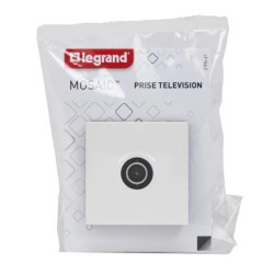 Prise TV Legrand Mosaic 2 modules – connecteur mâle – blanc brillant