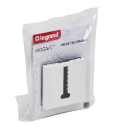 Prise téléphone Legrand Mosaic 2 modules – 8 contacts en T – blanc