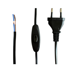 Cordon Tibelec 1,5 m avec interrupteur – Prise 2 pôles pour lampe ou appareil