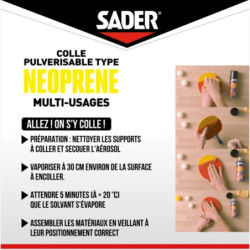Colle en spray néoprène Sader 200ml – Une solution polyvalente pour des collages nets, rapides et durables
