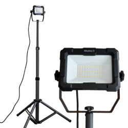 Projecteur LED Tibelec 50W IP65 - Trépied télescopique pour chantier