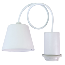 Suspension 2 en 1 Tibelec E27 – Douille blanche pour ampoule ou abat-jour