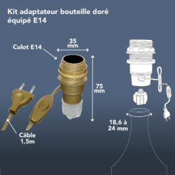 Kit adaptateur bouteille Tibelec E14 – Créez votre lampe personnalisée