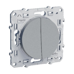 Double interrupteur va-et-vient Schneider Odace 10A alu - Connexion rapide