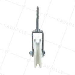 Poulie Caujolle tire-fond – Ø80 mm – Polypropylène blanc – Câble 8 mm – 100 kg