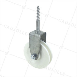 Poulie Caujolle tire-fond – Ø80 mm – Polypropylène blanc – Câble 8 mm – 100 kg