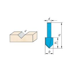 Mèche à rainure en V Ø14 mm Leman pour bois massif
